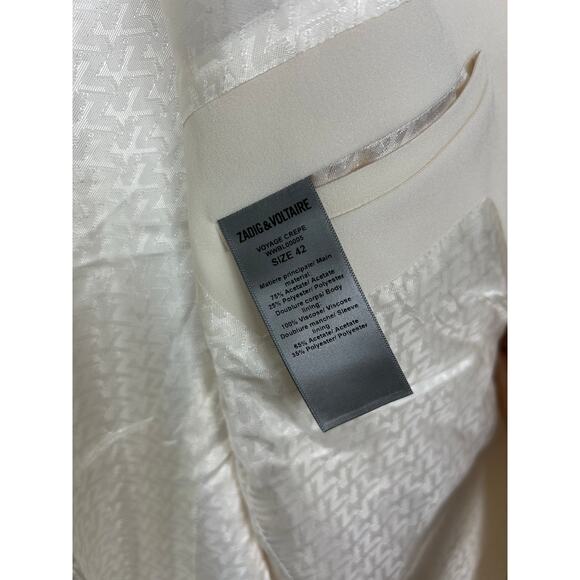 Zadig & Voltaire NWT Single Breasted Voyage Crepe Blazer Cream Sz 42 - Picture 6 of 7